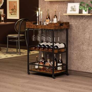 Stylish X-cosrack Mobile Bar Cart with Wine Rack