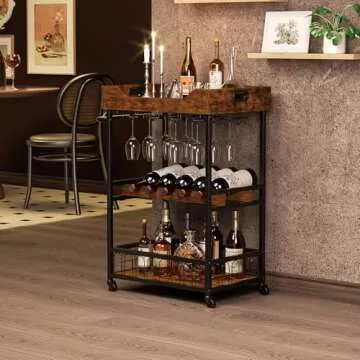 Stylish X-cosrack Mobile Bar Cart with Wine Rack