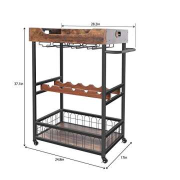 Stylish X-cosrack Mobile Bar Cart with Wine Rack