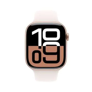 Apple Watch Series 10 [GPS 46mm case] Smartwatch with Rose Gold Aluminium Case with Light Blush Sport Band - S/M. Fitness Tracker, ECG App, Always-On Retina Display, Water Resistant