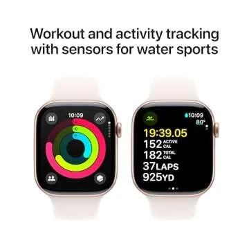 Apple Watch Series 10 [GPS 46mm case] Smartwatch with Rose Gold Aluminium Case with Light Blush Sport Band - S/M. Fitness Tracker, ECG App, Always-On Retina Display, Water Resistant