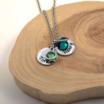 Personalized Mom Necklace with Kids Names and Birthstones