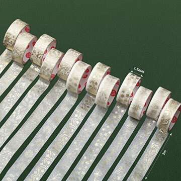 LMELMD 12 Rolls Gold Vintage Washi Tape Set for Creative DIY Crafts
