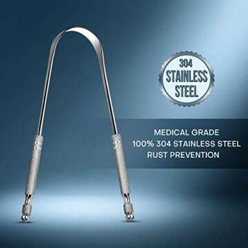 Zapettry 2 Pack Tongue Scraper, Bad Breath Treatment Metal Tongue Scraper for Adults, Professional T...