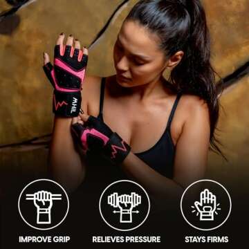 MhIL Workout Gloves for Women – Comfortable Gym Gloves for Women with Hand Protection and Enhanced...
