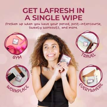 LA Fresh Feminine Wipes with Aloe Vera, Chamomile Extract, Cucumber, and Vitamin E - Pack of 50 ct Wipes for Women