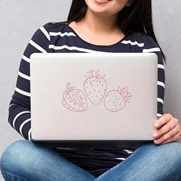 funlife 48 PCS DIY Self Adhesive Strawberry Wall Decals, Peel and Stick Nursery Kids Fruit Wall Stickers, Background Living Room Classroom Party Decoration, Girls Bedroom Wall Decor