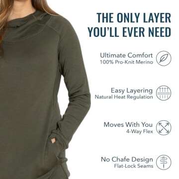 Women's Merino Wool Pullover Hoodie - Warm, Soft, Stylish