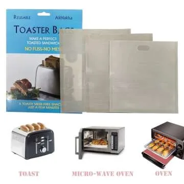 Akblaklsa 12 Pack Reusable Toaster Bags Non-Stick, Toasted Sandwich Bags, Washable Toastie Bags for Toaster Microwave Grill, Toast Bags for Toast Sandwich Panini Snacks