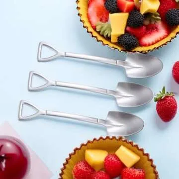 Smilesunus 10 Pcs Mini Shovel Spoons Dessert Spoons Stainless Steel Ice Cream Yogurt Spoons