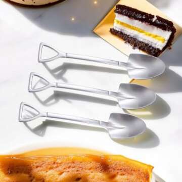 Smilesunus 10 Pcs Mini Shovel Spoons Dessert Spoons Stainless Steel Ice Cream Yogurt Spoons