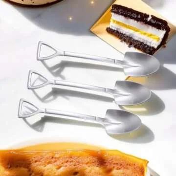 Smilesunus 10 Pcs Mini Shovel Spoons Dessert Spoons Stainless Steel Ice Cream Yogurt Spoons