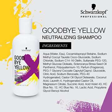 GOODBYE YELLOW Neutralizing Wash Shampoo – Color Balancing for Brassy and Yellow Tones – Cleansing Vegan Hair Care with Purple and Blue Pigments, 10.1oz