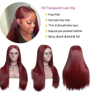 Katonyo Burgundy Lace Front Wigs for Women 180% Density