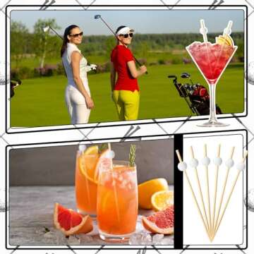 Layhit 300 Pcs Wooden Cocktail Picks Decoration Fruit Kabob Skewers Food Picks Bamboo Appetizer Toot...