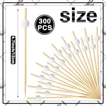 Layhit 300 Pcs Wooden Cocktail Picks Decoration Fruit Kabob Skewers Food Picks Bamboo Appetizer Toothpicks Bamboo Cocktail Garnish for Party Supplies (Golf)