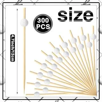 Layhit 300 Pcs Wooden Cocktail Picks Decoration Fruit Kabob Skewers Food Picks Bamboo Appetizer Toothpicks Bamboo Cocktail Garnish for Party Supplies (Golf)