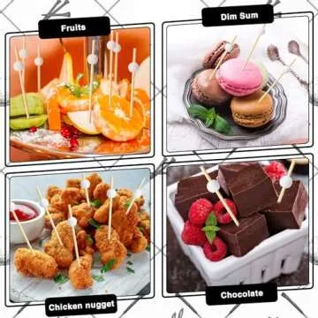 Layhit 300 Pcs Wooden Cocktail Picks Decoration Fruit Kabob Skewers Food Picks Bamboo Appetizer Toothpicks Bamboo Cocktail Garnish for Party Supplies (Golf)