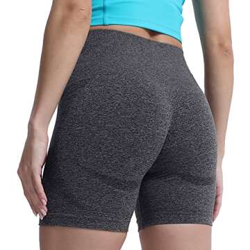 Aoxjox Contour Seamless Workout Biker Shorts for Women Tummy Control High Waisted Athletic Booty Running Yoga Short 5" (Black Speckled Marl, Medium)