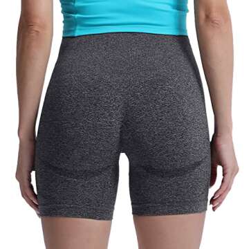 Aoxjox Contour Seamless Workout Biker Shorts for Women Tummy Control High Waisted Athletic Booty Running Yoga Short 5" (Black Speckled Marl, Medium)