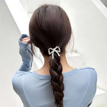 Metal Bow Hair Tie Ponytail Holders Hair Cuff Gold & Silver Metal Hair Ties Scrunchies Hair Accessories for Women Hair Elastic Rubber Bands for Hair No Damage 2 PCS (style-01)