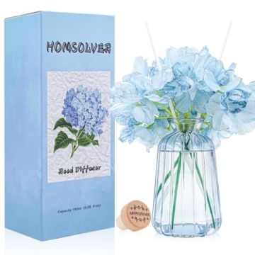 Homsolver Aromatherapy Reed Diffuser Set Home Decor, 6.09 OZ Sea Salt Reed Diffuser with 6 Reed Diff...