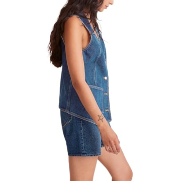 Tankaneo Women's Denim Vest - Casual Sleeveless Jean Jacket
