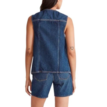 Tankaneo Women's Denim Vest - Casual Sleeveless Jean Jacket