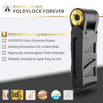 FoldyLock Forever Folding Bike Lock - Patented Sleek High Security Sold Secure Gold Bicycle Lock - H...