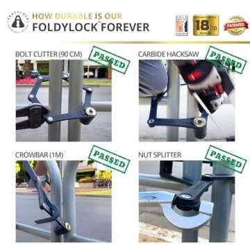 FoldyLock Forever Folding Bike Lock - Patented Sleek High Security Sold Secure Gold Bicycle Lock - Heavy Duty Anti Theft Smart Guard with Keys - 90cm