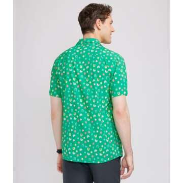 Tipsy Elves Men's St. Patrick's Day Lucky Charmer Button Down Shirt Size Large