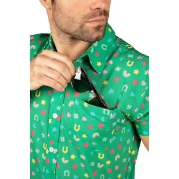 Tipsy Elves Men's St. Patrick's Day Lucky Charmer Button Down Shirt Size Large