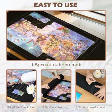 Lavievert 1500 Piece Jigsaw Puzzle Mat Roll Up with Unique Auxiliary Line Design, Portable Puzzle Bo...