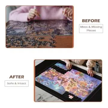 Lavievert 1500 Piece Jigsaw Puzzle Mat Roll Up with Unique Auxiliary Line Design, Portable Puzzle Board for Adults & Kids, Non-Slip Puzzle Keeper Storage Saver for 1500 1000 500 Piece Puzzles