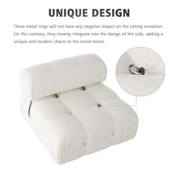 Sdorens Modern Velvet Sectional Sofa, L Shape Minimalist Modular 4-Seater Sofa with Ottomans for Living Room Office Apartment (104in/Beige)