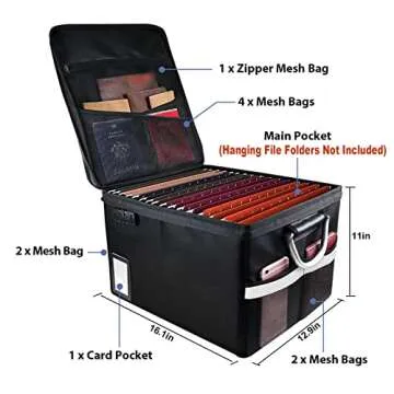 Fireproof Document File Organizer Box, Fireproof Storage Filing Cabinet Box with Lock, Portable Office Safe Box for Hanging Letter/Legal Folder 16.1 x 12.9 x 11in