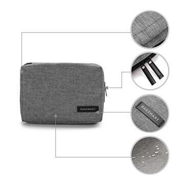 BAGSMART Electronics Organizer Travel Case, Small Travel Cord Organizer Bag for Travel Essentials, Travel Tech Organizer as Travel Accessories for Men Women, Cable Organizer for Phone, SD Card, Grey