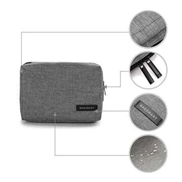 BAGSMART Electronics Organizer Travel Case, Small Travel Cord Organizer Bag for Travel Essentials, Travel Tech Organizer as Travel Accessories for Men Women, Cable Organizer for Phone, SD Card, Grey