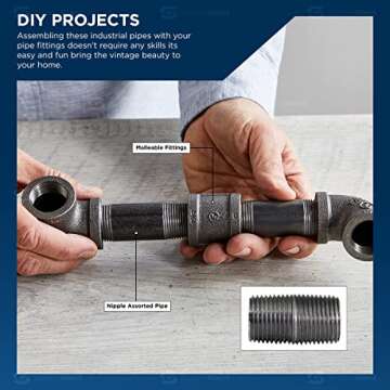 SupplyGiant 1/2 Inch Black Steel Pipe 10-Pack