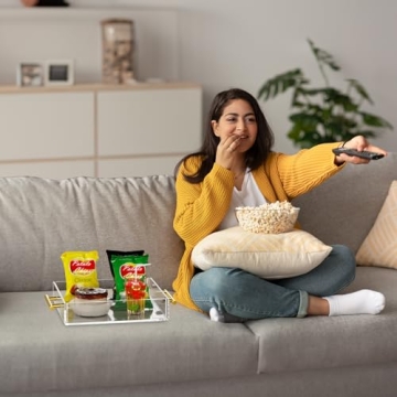 NIUBEE Acrylic Serving Tray with Gold Handles - Stylish & Durable