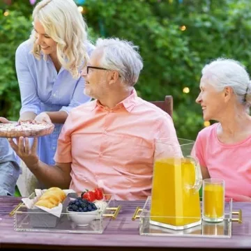 NIUBEE Acrylic Serving Tray with Gold Handles - Stylish & Durable