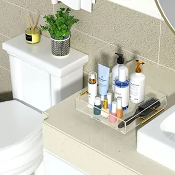 NIUBEE Acrylic Serving Tray with Gold Handles - Stylish & Durable