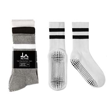 LA ACTIVE Non Slip Yoga Grip Socks - Barre Ballet Pilates Athletic Socks for Men and Women