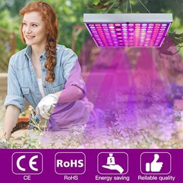 Juhefa LED Grow Lights for Indoor Plants, Panel Plant Light Full Spectrum with IR & UV Bulbs for Seedlings,Micro Greens,Clones,Succulents (Size:9.9x9.9inches)