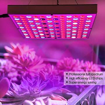 Juhefa LED Grow Lights for Indoor Plants, Panel Plant Light Full Spectrum with IR & UV Bulbs for Seedlings,Micro Greens,Clones,Succulents (Size:9.9x9.9inches)