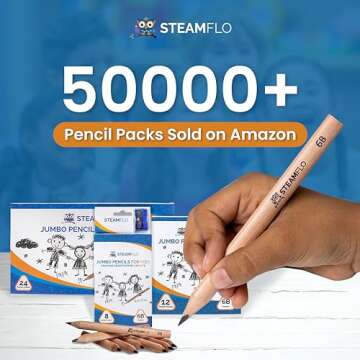 Learning Pencils for Toddlers 3-4 Years – Kids Pencils for Beginners, Toddlers and Preschoolers, Jumbo Triangle Shape for Easy Grip, Thick 6B Graphite for Easy Writing and Less Breakage (24 Pack)