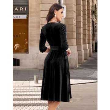 Elegant Long Sleeve Velvet Vintage Tea Dress for Women
