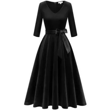 Elegant Long Sleeve Velvet Vintage Tea Dress for Women