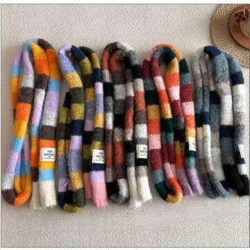 PEAINJ Striped Scarf for Women Knit Scarf Long Skinny Colorful Scarf Womens Winter Fashion Neck Scarves Y2k Accessories-4