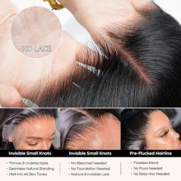 SKINLIKE Real HD Lace Frontal Human Hair Pre Plucked Natural Hairline Invisible HD Lace Closure Ultra Thin Swiss HD Lace Bleach Knots Closure Human Hair with Baby Hair (5x5 Hd Straight, 14 inch)